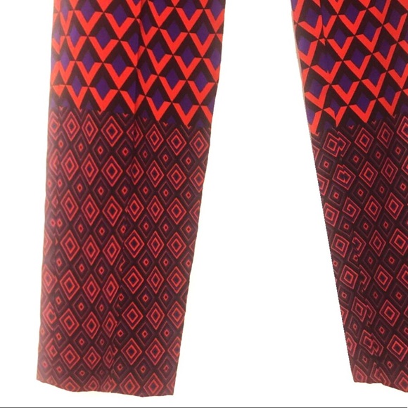 Amazing Red/Blue Silk-Like Printed Pants - NWOT - Picture 5 of 7